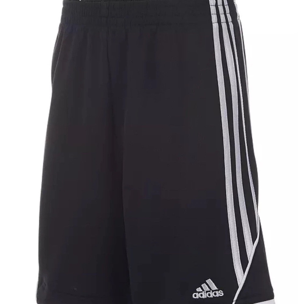 Young ADIDAS~Black SHORTS~size 8 NEW~Soccer 3 Stripes LOGO A1